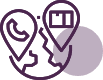 A purple dot with a person and a phone